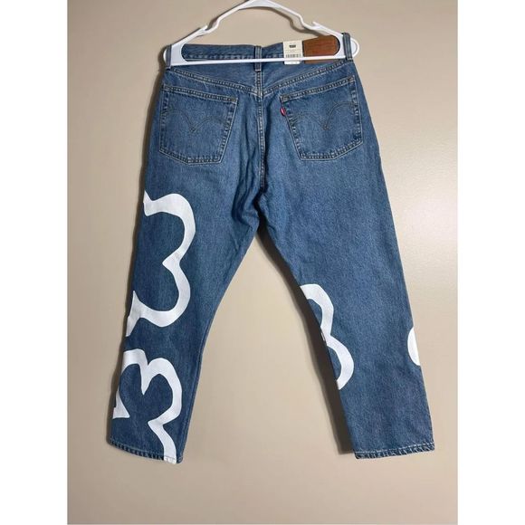 Levi's Denim 501 Crop Paint By Number Jeans in Blue Size30x26 - Picture 5 of 7